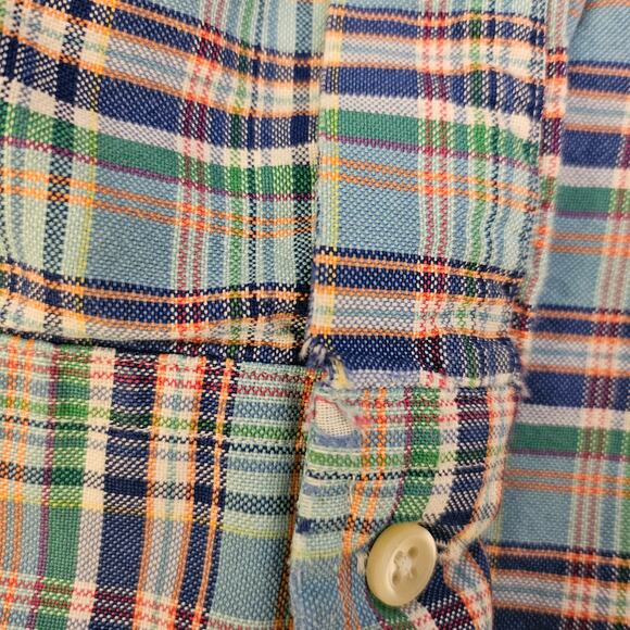 Ralph Lauren Long Sleeve Button Up Casual Shirt Size M Plaid Subtle Distressed - Picture 7 of 9